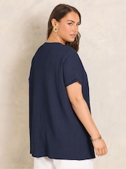 Evans Blue Grown On Sleeve Pleated Swing Top - Image 3 of 5