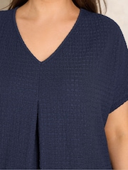 Evans Blue Grown On Sleeve Pleated Swing Top - Image 4 of 5