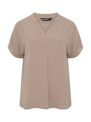 Evans Brown Short Sleeve Utility Blouse - Image 5 of 5