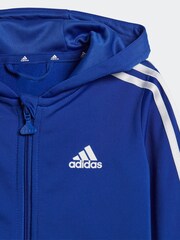 adidas Blue Sportswear Essentials Shiny Hooded Tracksuit - Image 2 of 4