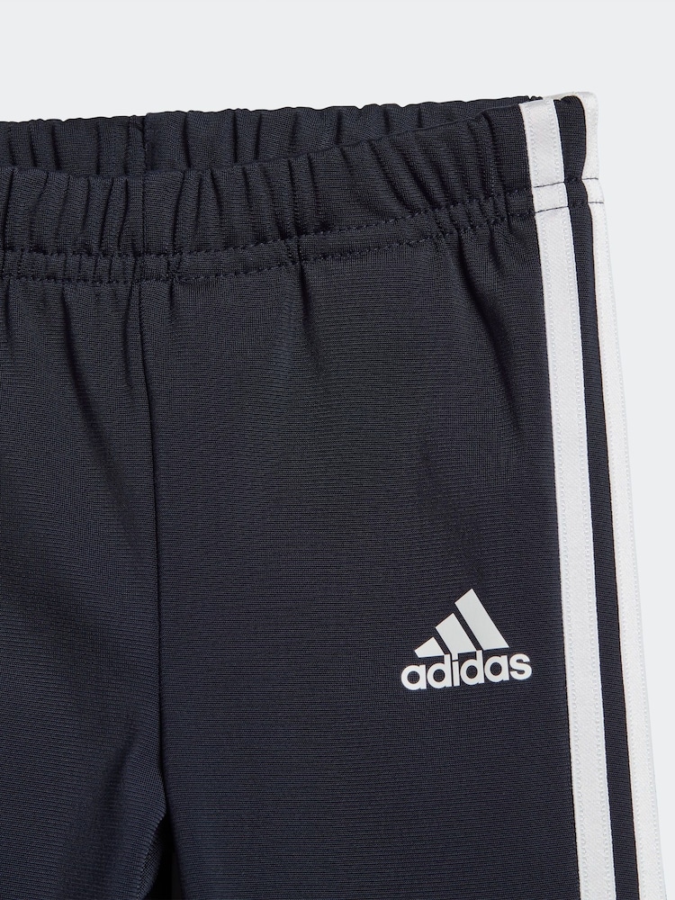 adidas Blue Sportswear Essentials Shiny Hooded Tracksuit - Image 4 of 4