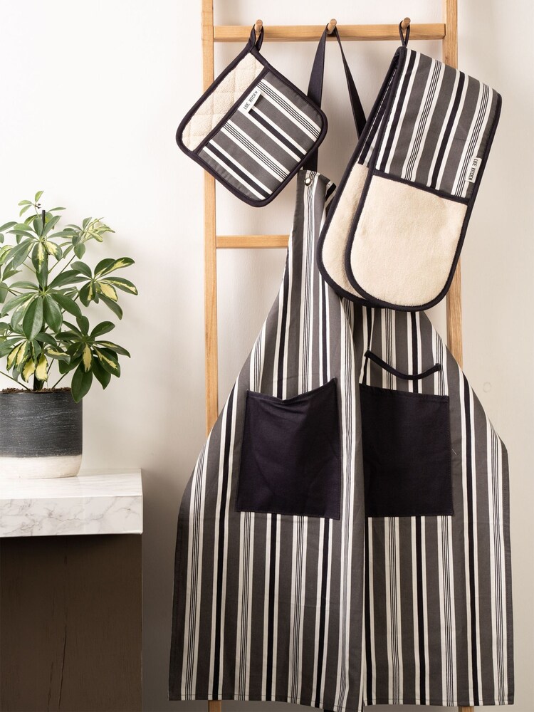 Luxe Pinstripe Double Oven 100% Cotton Gloves - Image 1 of 4