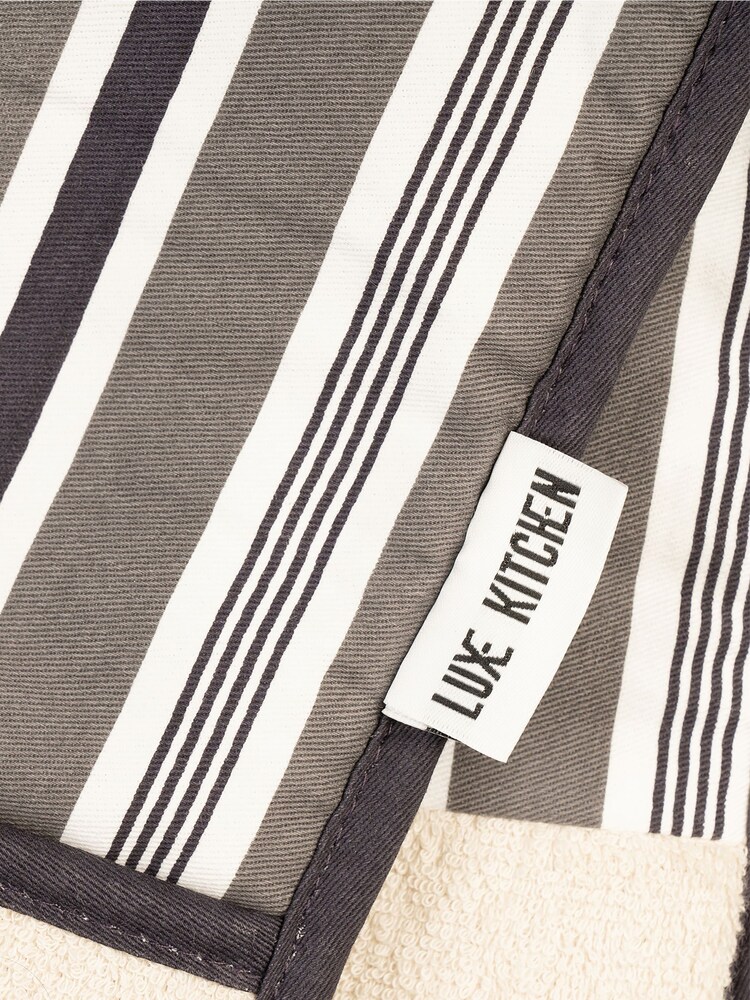 Luxe Pinstripe Double Oven 100% Cotton Gloves - Image 4 of 4