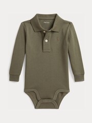 Polo Ralph Lauren Green Polo Long Sleeve Bodysuit - Image 1 of 3