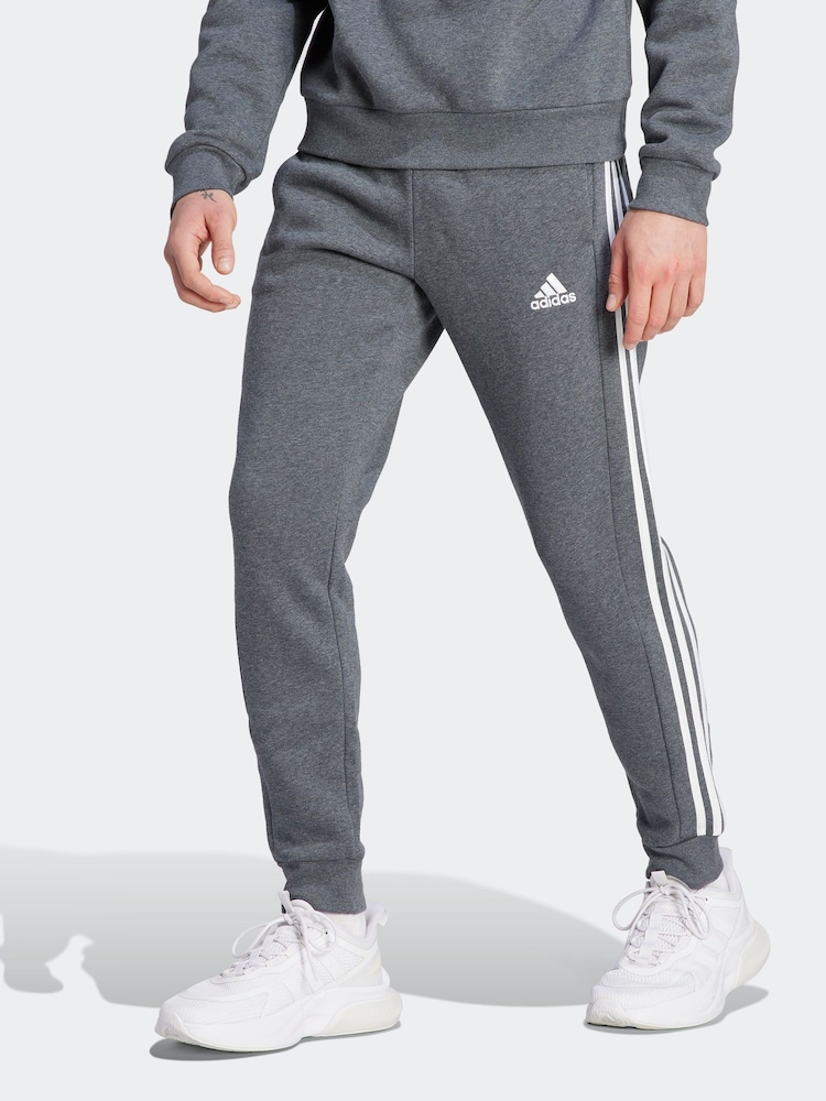 adidas Grey Essentials 3 Stripe Joggers - Image 1 of 5