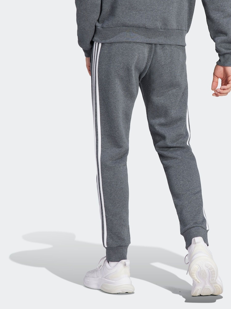 adidas Grey Essentials 3 Stripe Joggers - Image 2 of 5