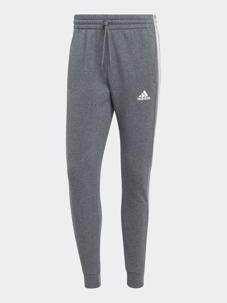 adidas Grey Essentials 3 Stripe Joggers - Image 5 of 5