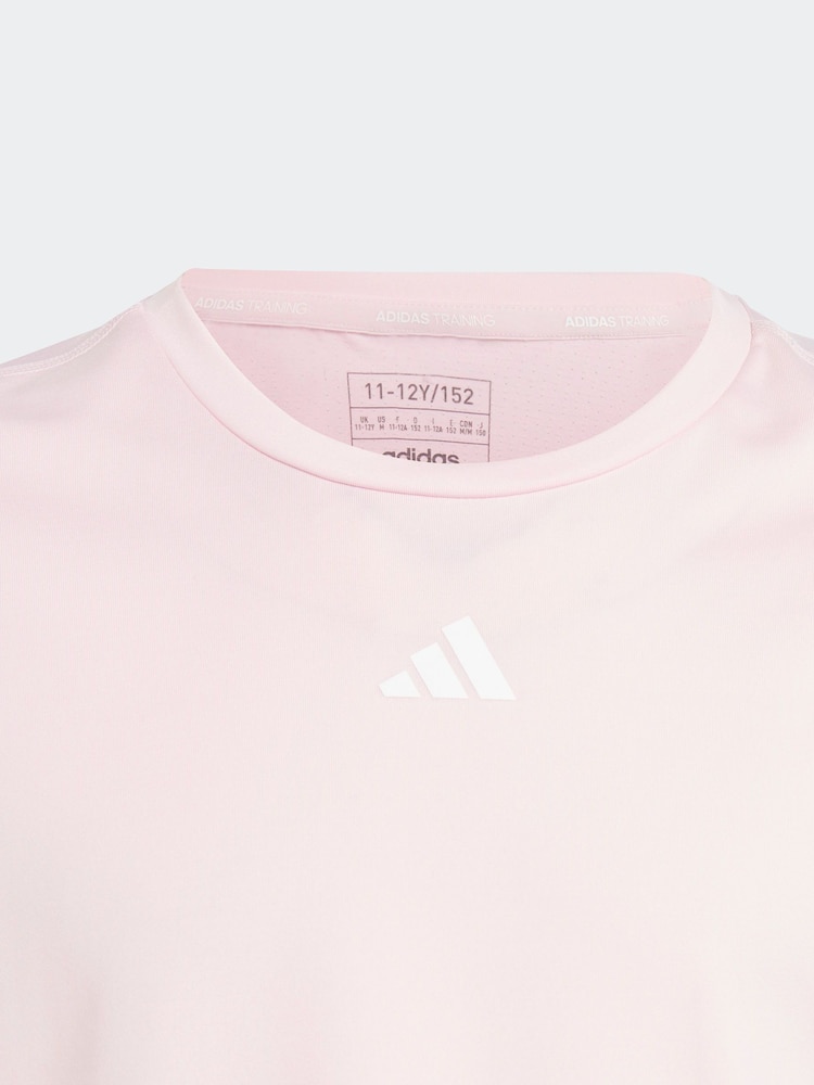 adidas Pink Sportswear Training Aeroready 3-stripes T-shirt - Image 3 of 6
