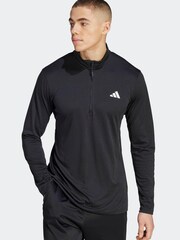 adidas Black Performance Train Essentials Seasonal Training 1/4-Zip Long Sleeve Sweatshirt - Image 1 of 9
