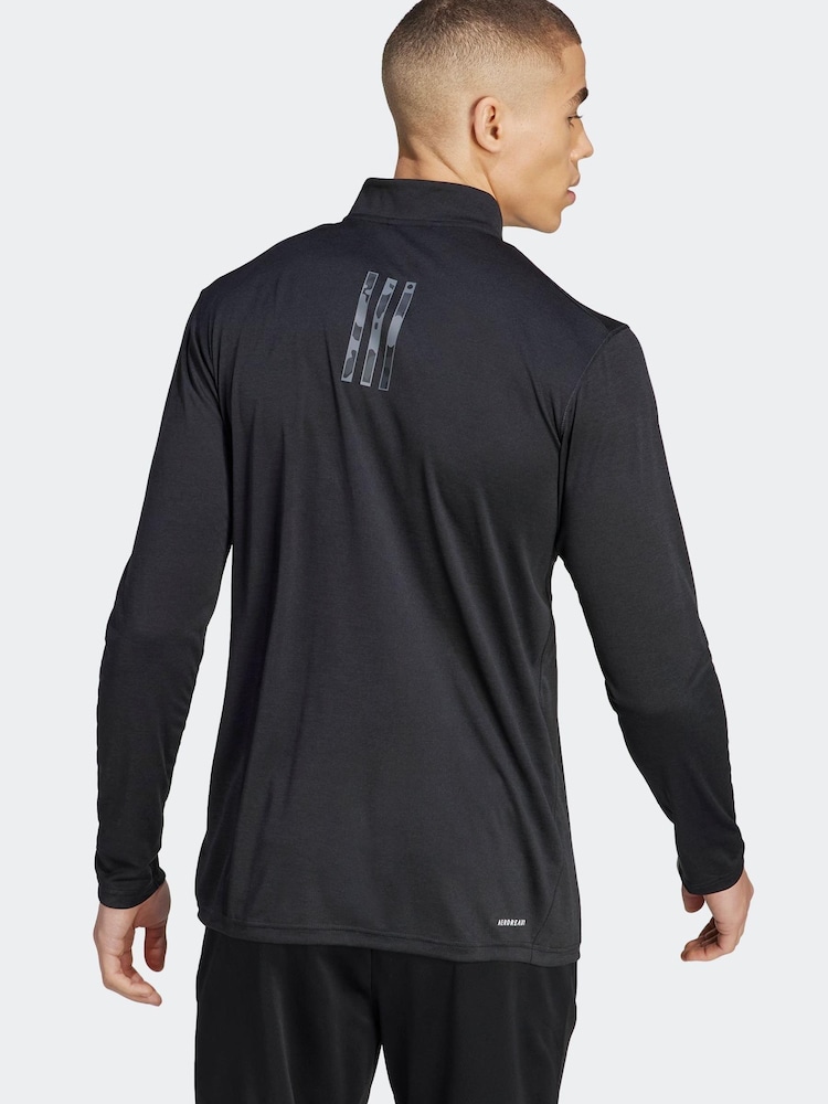 adidas Black Performance Train Essentials Seasonal Training 1/4-Zip Long Sleeve Sweatshirt - Image 2 of 9