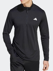 adidas Black Performance Train Essentials Seasonal Training 1/4-Zip Long Sleeve Sweatshirt - Image 4 of 9