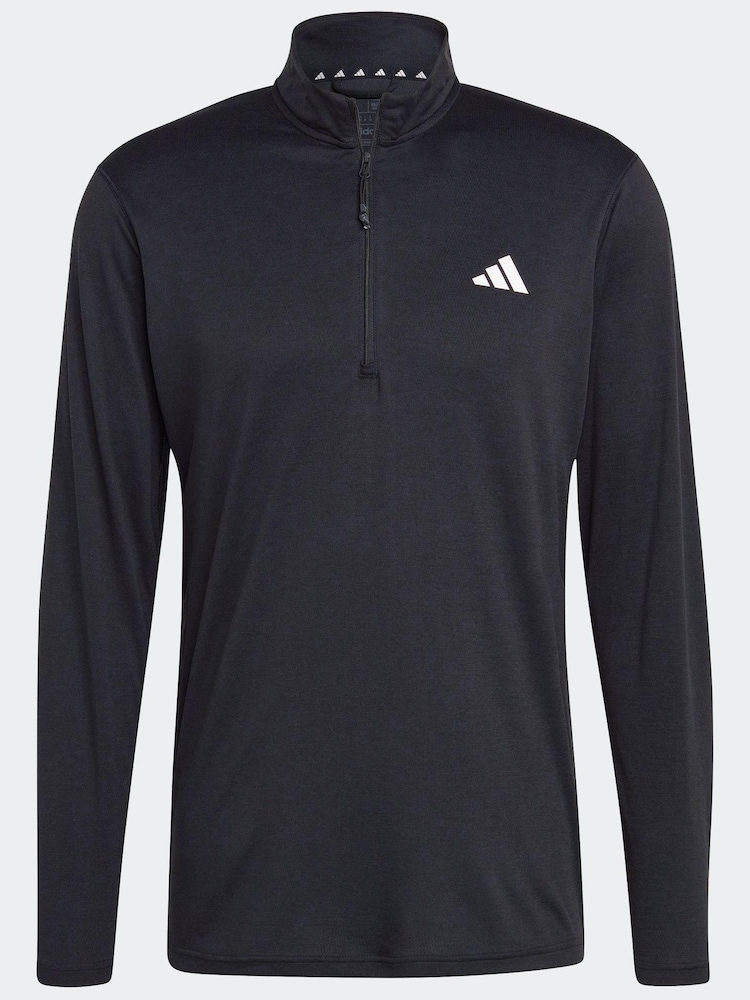 adidas Black Performance Train Essentials Seasonal Training 1/4-Zip Long Sleeve Sweatshirt - Image 9 of 9