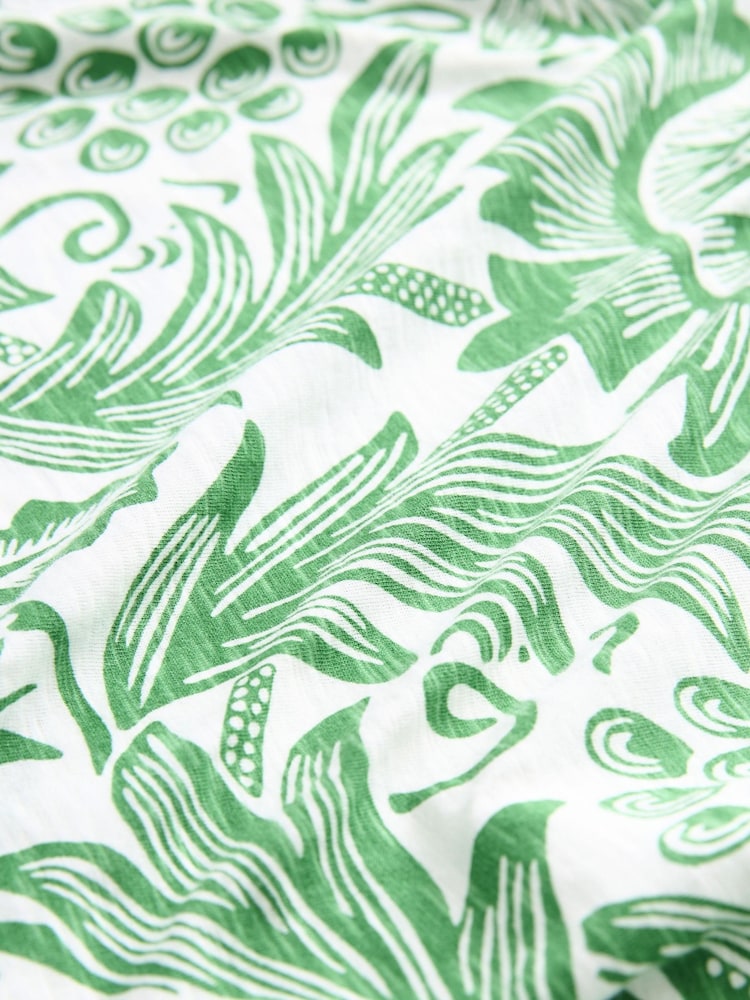 Green William Morris Crew Neck Linen Look Slub Jersey Cap Sleeve Printed T-Shirt - Image 6 of 6 Green William Morris Crew Neck Linen Look Slub Jersey Cap Sleeve Printed T-Shirt - Image 6 of 6