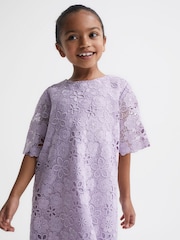 Reiss Lilac Susie 9-12 yrs Lace T-Shirt Dress - Image 1 of 7