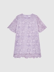 Reiss Lilac Susie 9-12 yrs Lace T-Shirt Dress - Image 2 of 7