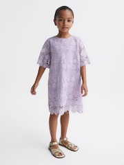 Reiss Lilac Susie 9-12 yrs Lace T-Shirt Dress - Image 3 of 7