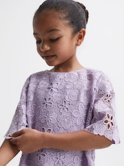 Reiss Lilac Susie 9-12 yrs Lace T-Shirt Dress - Image 4 of 7