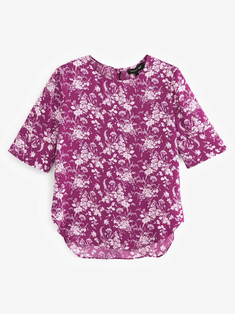 Preen Pink/Purple Curved Hem Satin Formal T-Shirt Top - Image 1 of 7