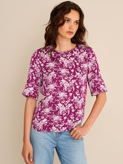 Preen Pink/Purple Curved Hem Satin Formal T-Shirt Top - Image 2 of 7