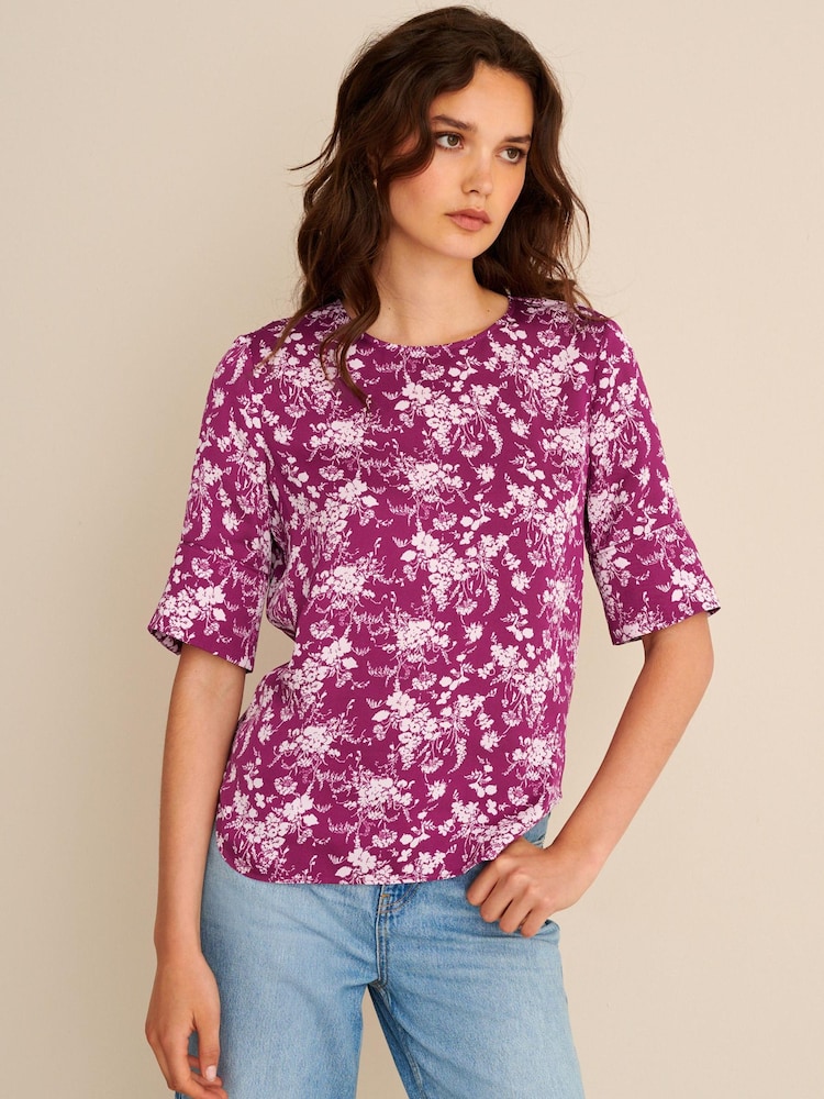 Preen Pink/Purple Curved Hem Satin Formal T-Shirt Top - Image 2 of 7
