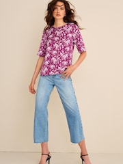 Preen Pink/Purple Curved Hem Satin Formal T-Shirt Top - Image 3 of 7
