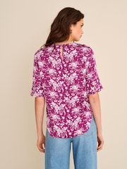 Preen Pink/Purple Curved Hem Satin Formal T-Shirt Top - Image 4 of 7