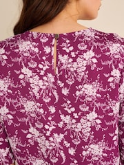 Preen Pink/Purple Curved Hem Satin Formal T-Shirt Top - Image 6 of 7
