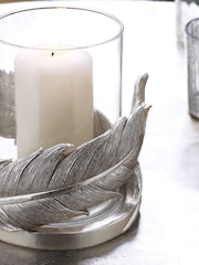 Silver Feather Resin And Glass Hurricane - Image 4 of 5