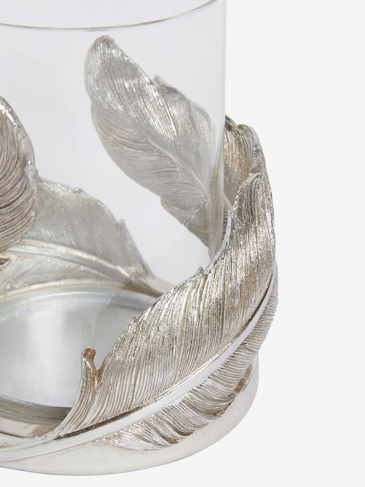 Silver Feather Resin And Glass Hurricane - Image 5 of 5