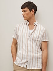 Neutral Lightweight Short Sleeve Stripe Shirt - Image 1 of 9