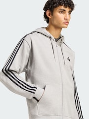 adidas Grey Essentials 3-Stripes French Terry Full-Zip Hoodie - Image 2 of 5