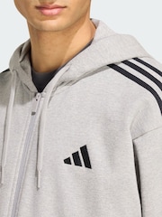 adidas Grey Essentials 3-Stripes French Terry Full-Zip Hoodie - Image 4 of 5