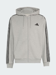 adidas Grey Essentials 3-Stripes French Terry Full-Zip Hoodie - Image 5 of 5