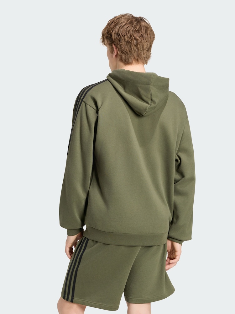 adidas Green Essentials 3-Stripes French Terry Full-Zip Hoodie - Image 2 of 5 adidas Green Essentials 3-Stripes French Terry Full-Zip Hoodie - Image 2 of 5