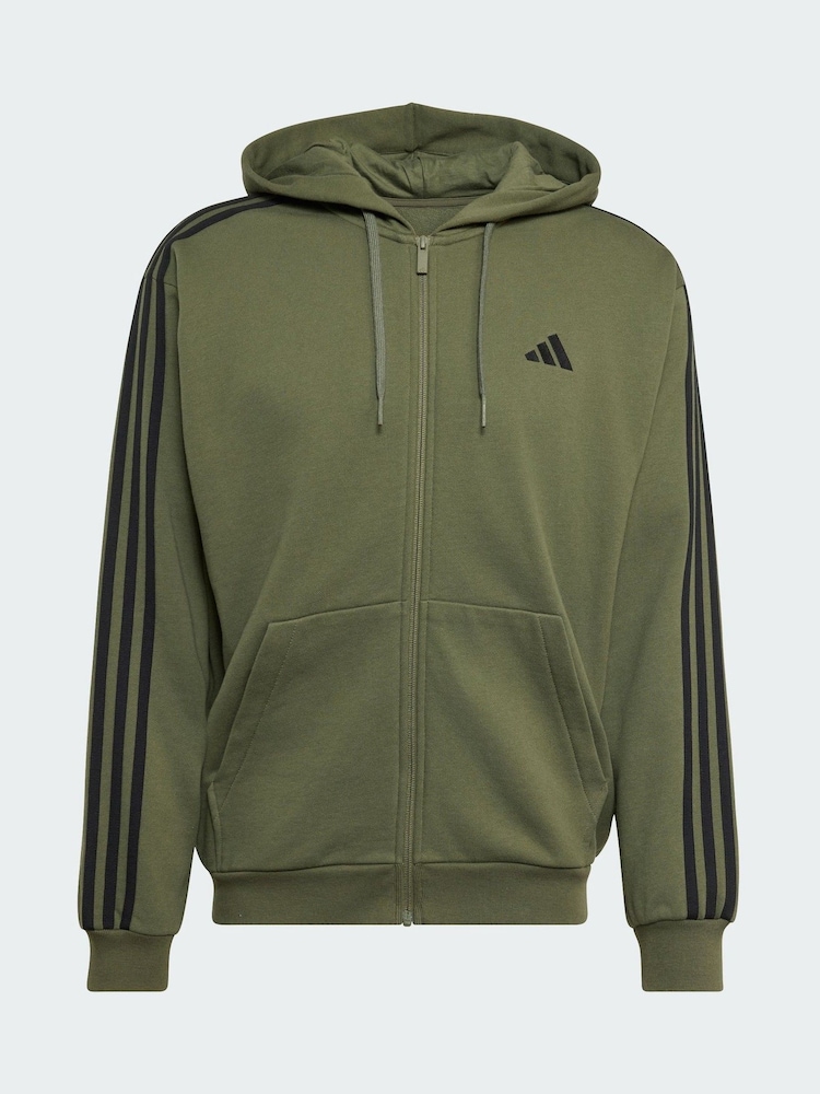 adidas Green Essentials 3-Stripes French Terry Full-Zip Hoodie - Image 5 of 5 adidas Green Essentials 3-Stripes French Terry Full-Zip Hoodie - Image 5 of 5
