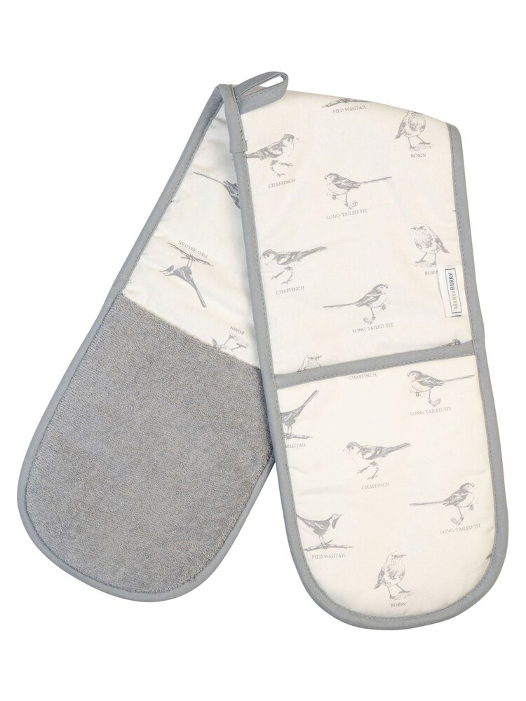 Mary Berry White Birds Double Oven 100% Cotton Gloves - Image 1 of 3