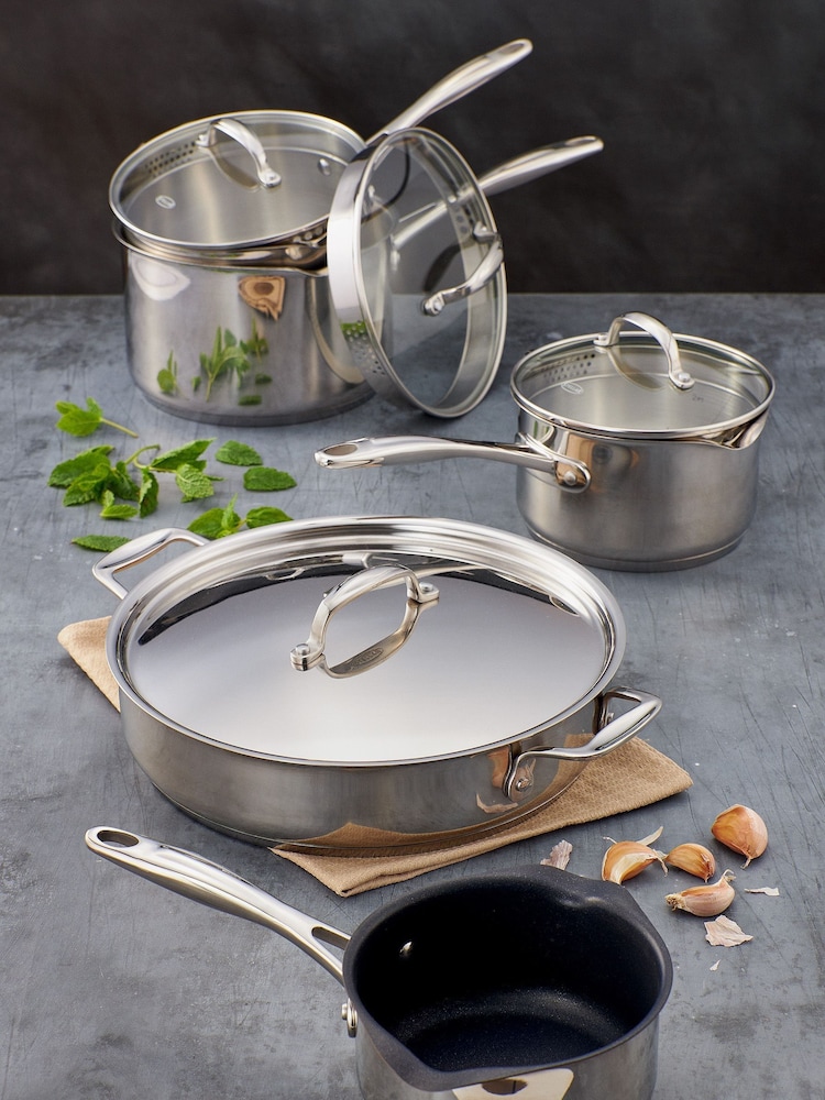 Stellar Chrome 7000 5 Piece Draining Saucepan Set - Image 1 of 2