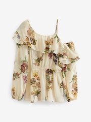Preen/Ecru geblümt - Langärmelige One-Shoulder-Bluse mit Rüschen - Bild 6 von 6
