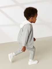 Pale Grey 100% Cotton Jersey Bomber and Joggers Set 3 Piece (3mths-7yrs) - Image 2 of 8