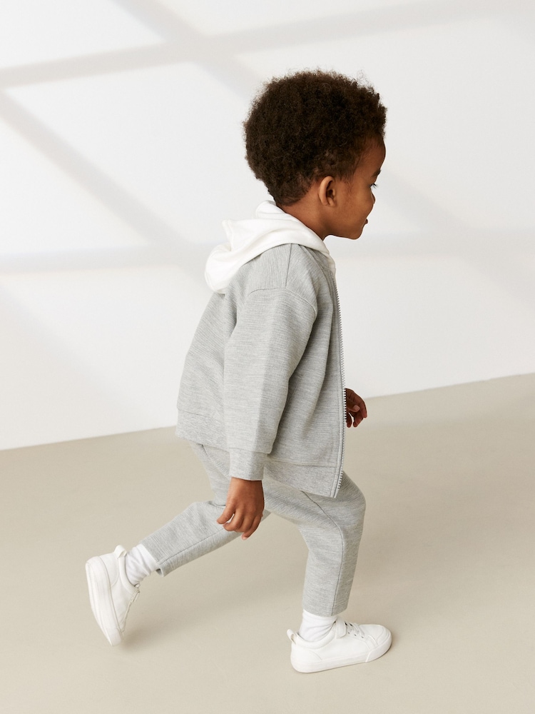 Pale Grey 100% Cotton Jersey Bomber and Joggers Set 3 Piece (3mths-7yrs) - Image 2 of 8