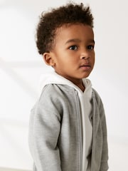 Pale Grey 100% Cotton Jersey Bomber and Joggers Set 3 Piece (3mths-7yrs) - Image 4 of 8