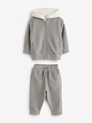 Pale Grey 100% Cotton Jersey Bomber and Joggers Set 3 Piece (3mths-7yrs) - Image 6 of 8