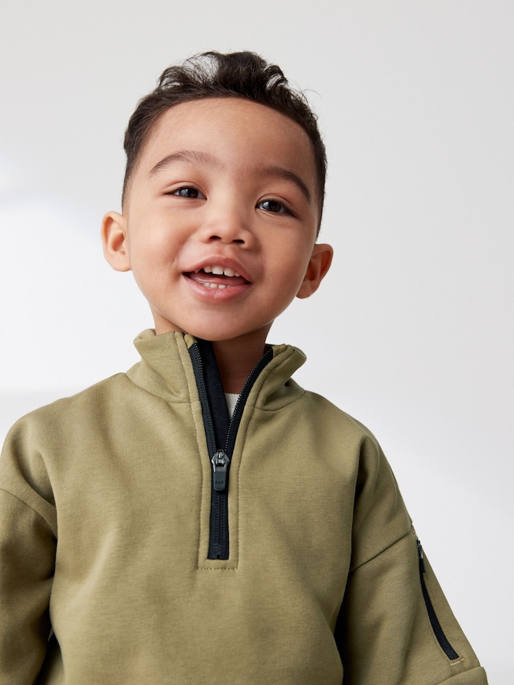 Khaki Green/black Funnel Neck Sweatshirt and Jogger Set (3mths-7yrs) - Image 4 of 4 Khaki Green/black Funnel Neck Sweatshirt and Jogger Set (3mths-7yrs) - Image 4 of 4