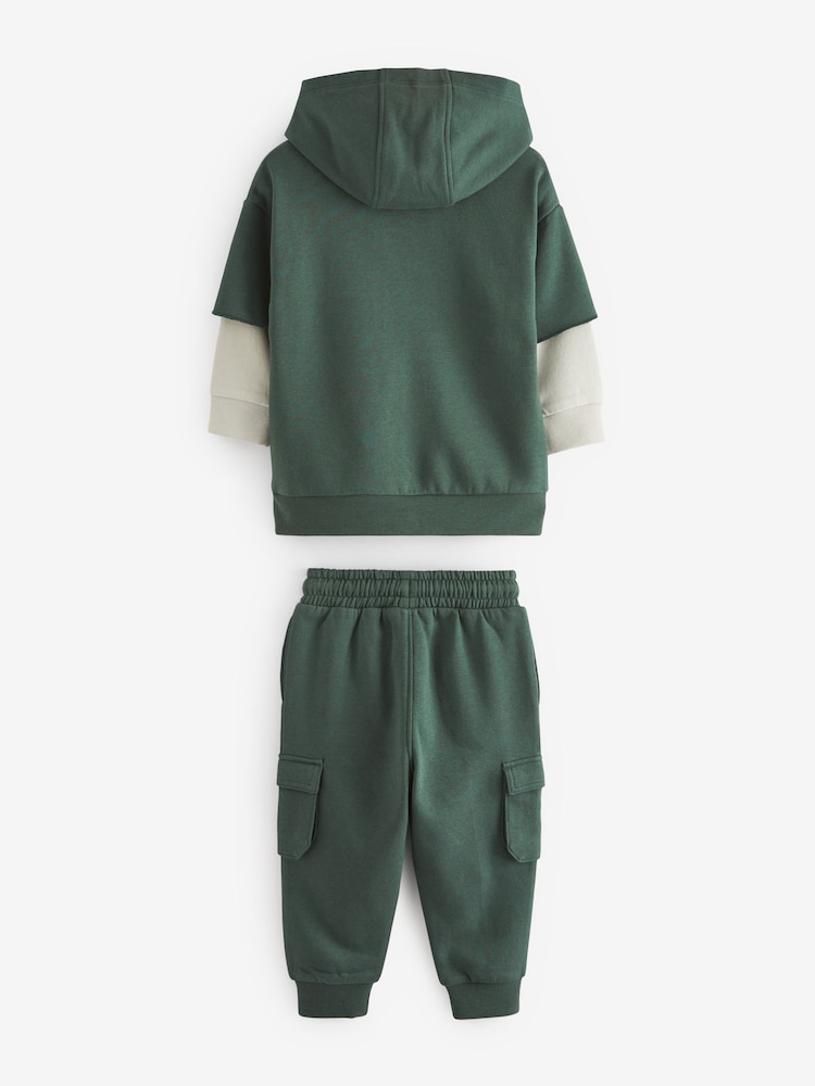 Dark Green Hoodie and Joggers Utility (3mths-7yrs) - Image 2 of 8