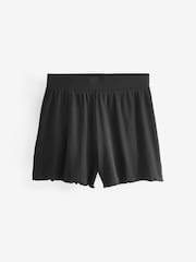 Black Lettuce Edge Frilled Ribbed Shorts - Image 4 of 4