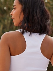 White Scoop Neck Rib Racer Vest - Image 4 of 5