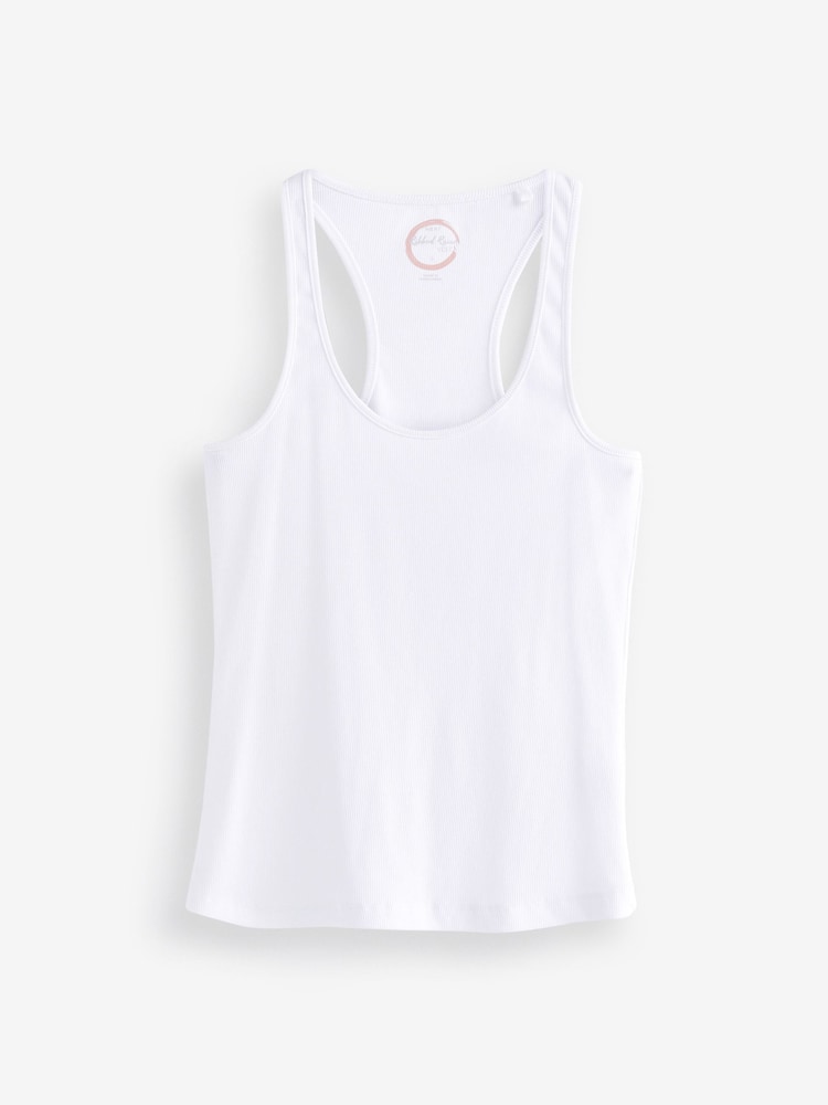 White Scoop Neck Rib Racer Vest - Image 5 of 5