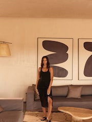 Black Scoop Neck Rib Racer Vest - Image 3 of 9