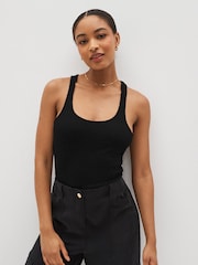 Black Scoop Neck Rib Racer Vest - Image 5 of 9