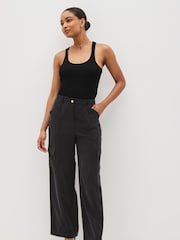 Black Scoop Neck Rib Racer Vest - Image 7 of 9